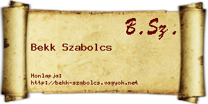 Bekk Szabolcs névjegykártya